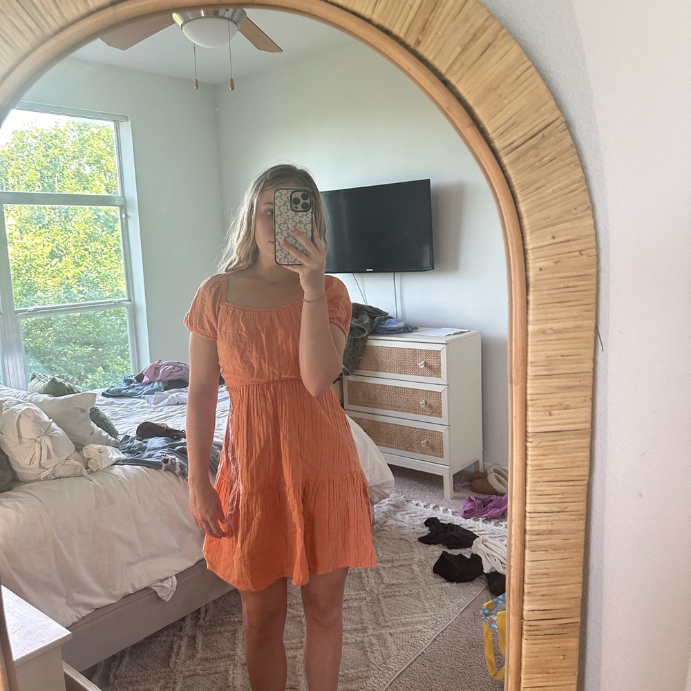 Orange linen dress